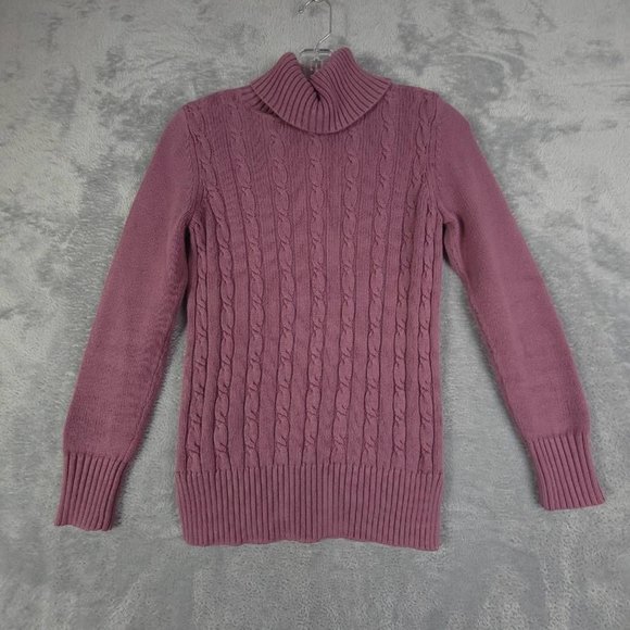 Loft Womens Sweater Pullover Solid Purple Long Sleeve Turtleneck Cable Knit‎ XS - Picture 1 of 7
